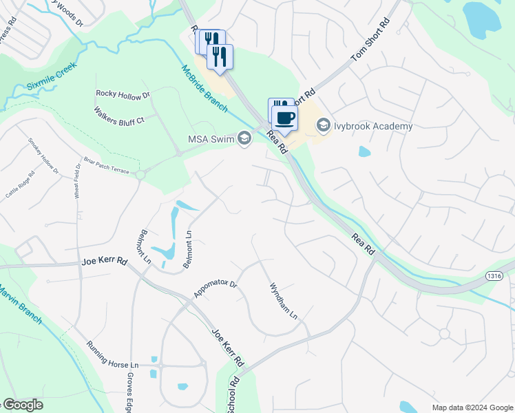 map of restaurants, bars, coffee shops, grocery stores, and more near 9309 Shrewsbury Drive in Waxhaw