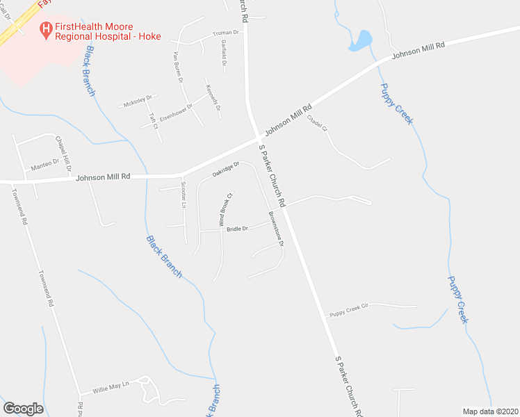 map of restaurants, bars, coffee shops, grocery stores, and more near 121 Oakridge Drive in Raeford