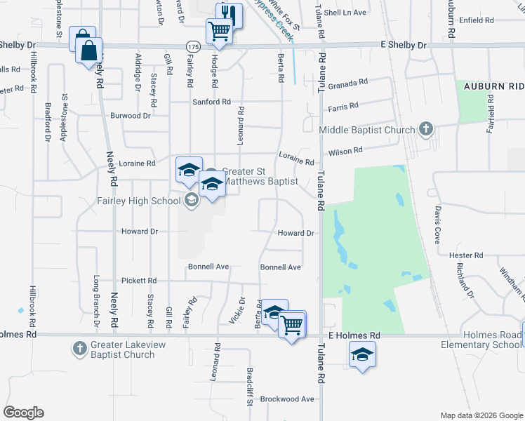 map of restaurants, bars, coffee shops, grocery stores, and more near 4972 Vickie Drive in Memphis