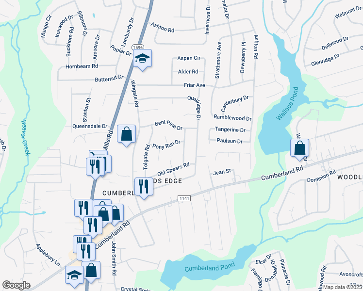 map of restaurants, bars, coffee shops, grocery stores, and more near 2213 Kingsberry Lane in Fayetteville