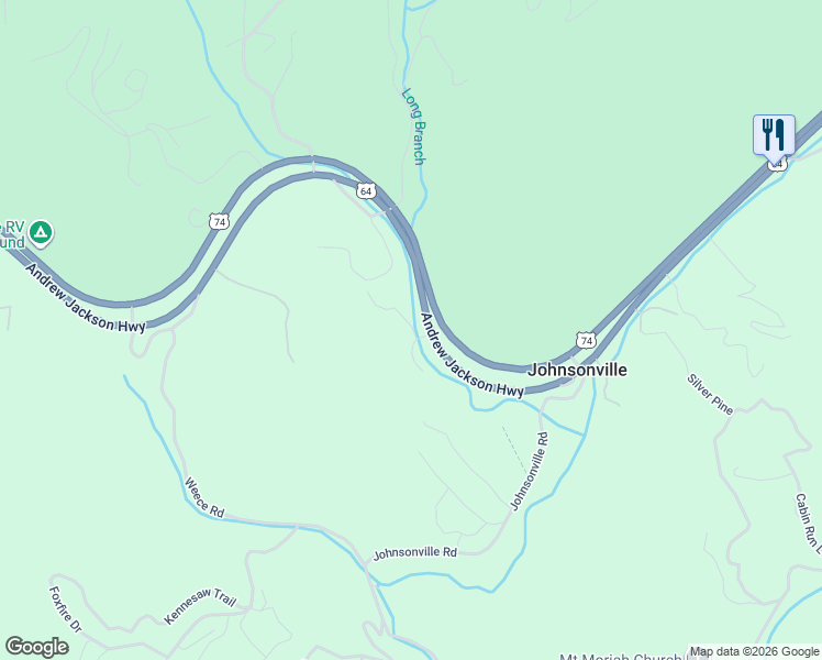 map of restaurants, bars, coffee shops, grocery stores, and more near 44 Forrister Road in Murphy