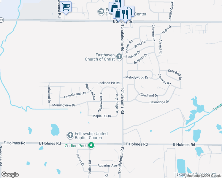 map of restaurants, bars, coffee shops, grocery stores, and more near 3227 Holly Berry Drive in Memphis