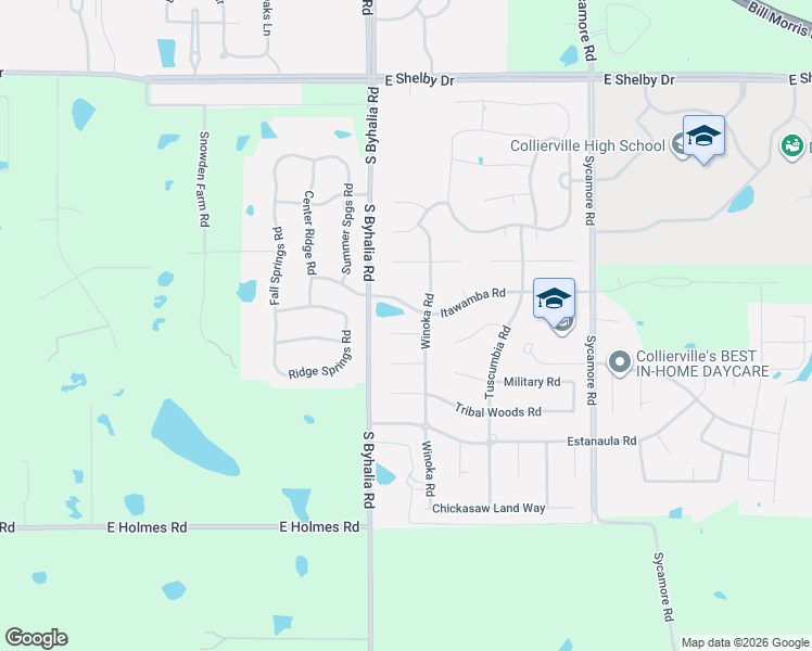 map of restaurants, bars, coffee shops, grocery stores, and more near 536 Township Cove in Collierville