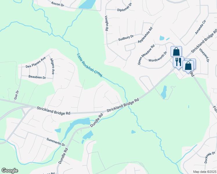 map of restaurants, bars, coffee shops, grocery stores, and more near 6765 Arnish Court in Fayetteville