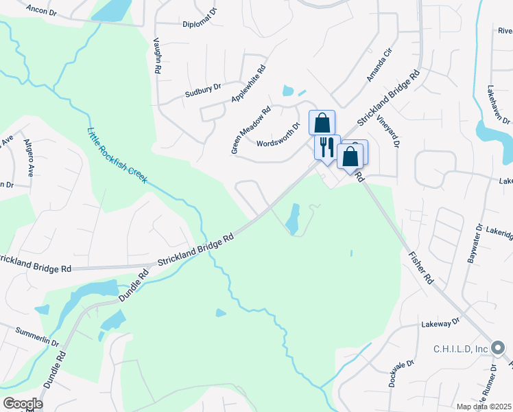 map of restaurants, bars, coffee shops, grocery stores, and more near 2294 Hackney Loop in Fayetteville