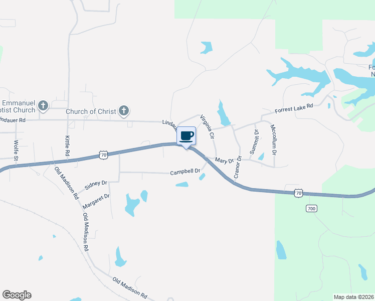 map of restaurants, bars, coffee shops, grocery stores, and more near 2420 East Broadway Street in Forrest City