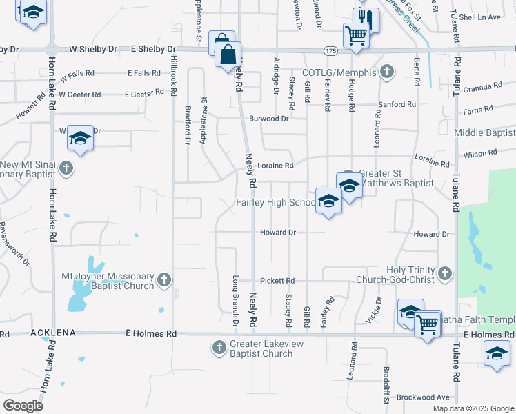 map of restaurants, bars, coffee shops, grocery stores, and more near 4968 Neely Road in Memphis