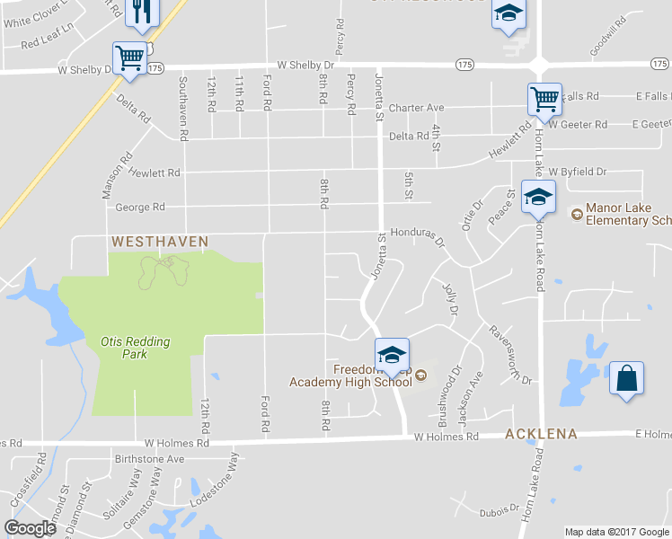 map of restaurants, bars, coffee shops, grocery stores, and more near 414 Loree Cove in Memphis
