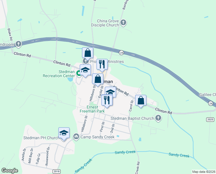 map of restaurants, bars, coffee shops, grocery stores, and more near in Stedman