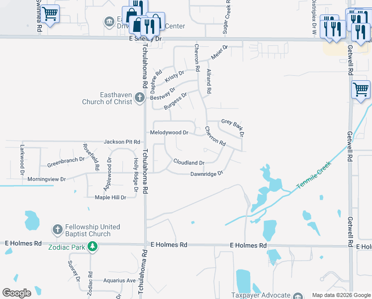 map of restaurants, bars, coffee shops, grocery stores, and more near 4974 Shelter Cove in Memphis