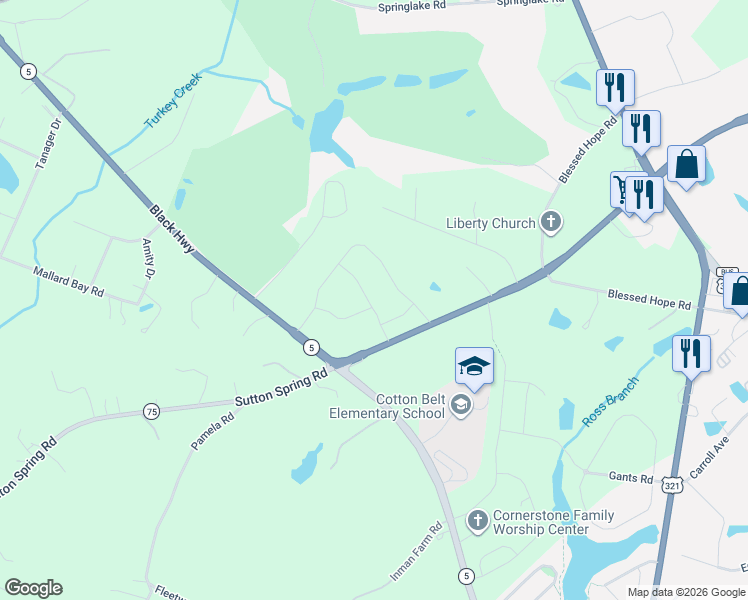 map of restaurants, bars, coffee shops, grocery stores, and more near 1358 Black Highway in York