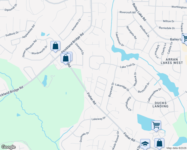 map of restaurants, bars, coffee shops, grocery stores, and more near 2511 Gardner Park Drive in Fayetteville