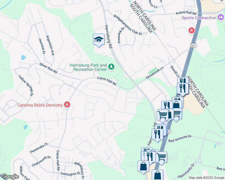 map of restaurants, bars, coffee shops, grocery stores, and more near 9282 Vecchio Drive in Fort Mill