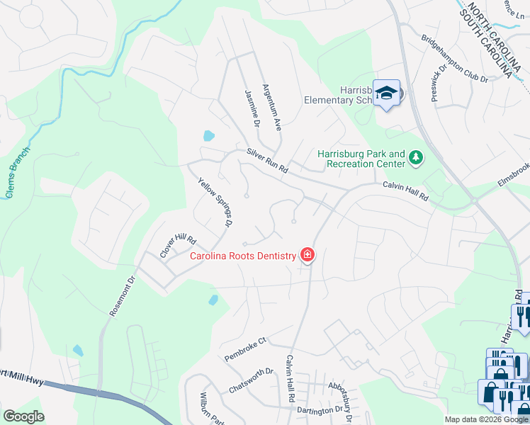 map of restaurants, bars, coffee shops, grocery stores, and more near 4051 Hickory View Drive in Indian Land