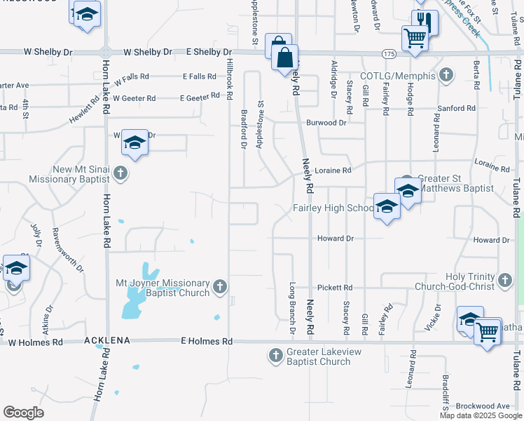 map of restaurants, bars, coffee shops, grocery stores, and more near 4962 Ridge Trail in Memphis