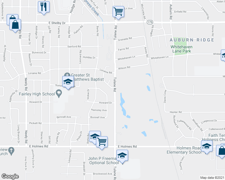 map of restaurants, bars, coffee shops, grocery stores, and more near 4959 Shayne Lane in Memphis