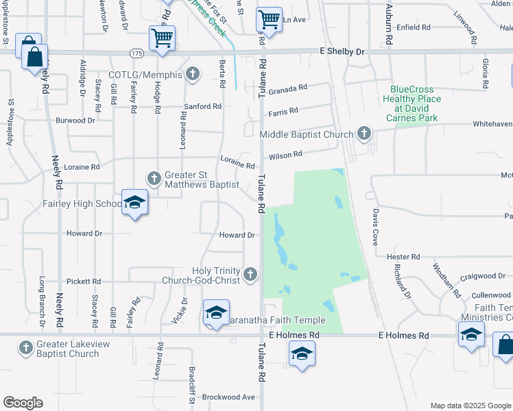 map of restaurants, bars, coffee shops, grocery stores, and more near 4959 Shayne Lane in Memphis