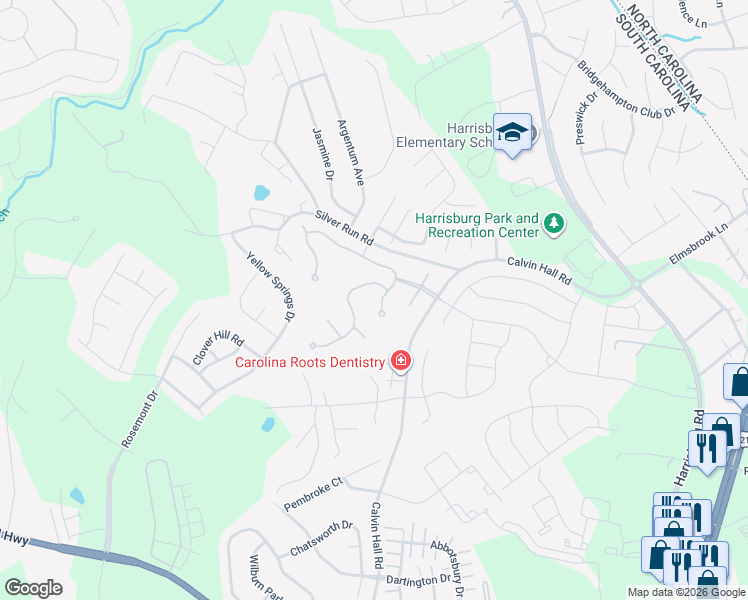 map of restaurants, bars, coffee shops, grocery stores, and more near 3025 Hiddenbrook Way in Indian Land