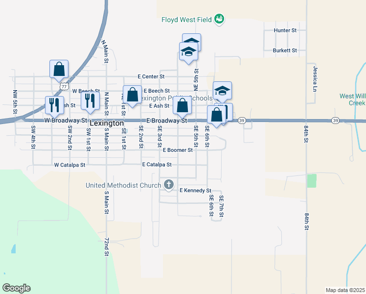 map of restaurants, bars, coffee shops, grocery stores, and more near 509 East Boomer Street in Lexington