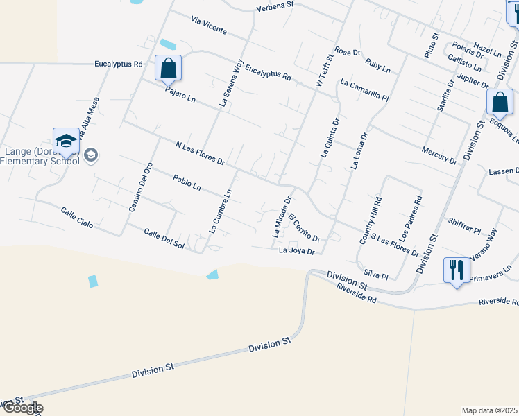 map of restaurants, bars, coffee shops, grocery stores, and more near 105 El Cerrito Drive in Nipomo