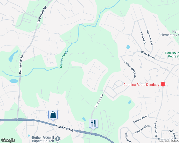 map of restaurants, bars, coffee shops, grocery stores, and more near Vixon Lane in Fort Mill