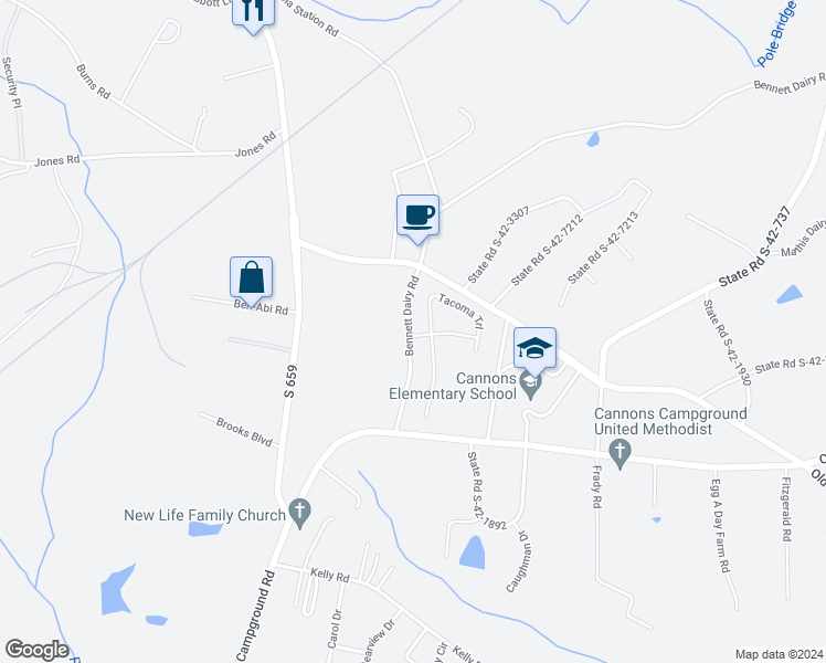 map of restaurants, bars, coffee shops, grocery stores, and more near 218 Bennett Dairy Road in Spartanburg