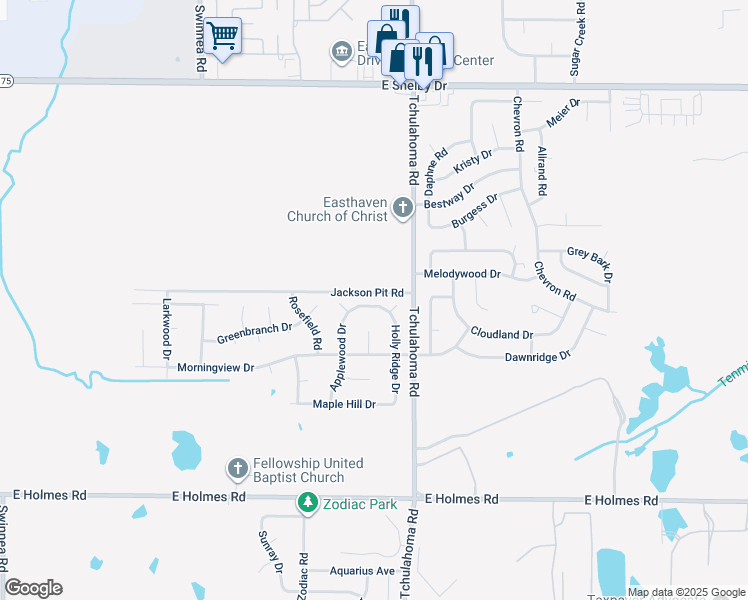map of restaurants, bars, coffee shops, grocery stores, and more near 3226 Holly Berry Drive in Memphis