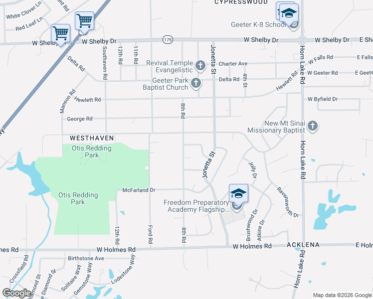 map of restaurants, bars, coffee shops, grocery stores, and more near 414 Loree Cove in Memphis