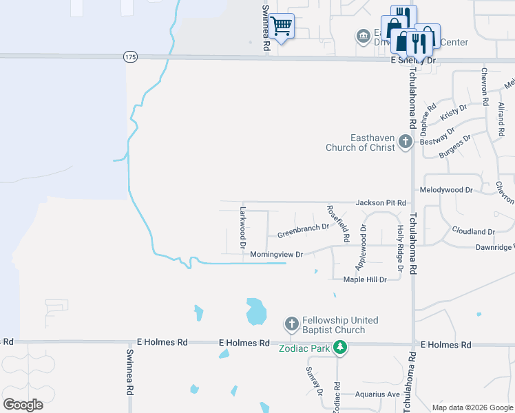 map of restaurants, bars, coffee shops, grocery stores, and more near 2986 Meadowfair Road in Memphis