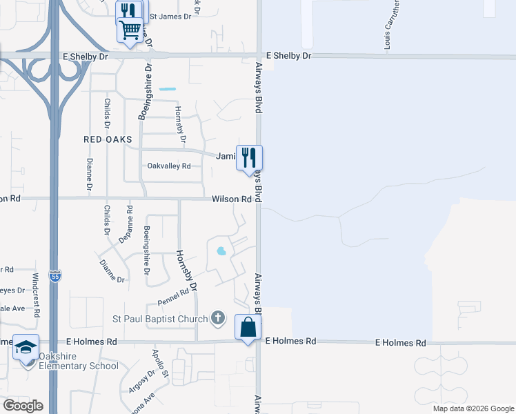 map of restaurants, bars, coffee shops, grocery stores, and more near in Memphis