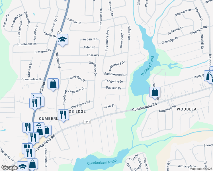 map of restaurants, bars, coffee shops, grocery stores, and more near 5012 Paulsun Drive in Fayetteville