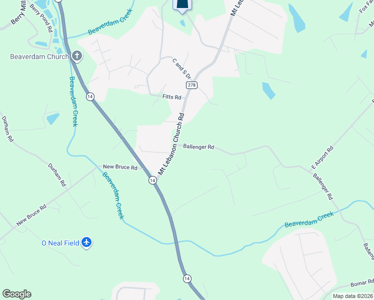 map of restaurants, bars, coffee shops, grocery stores, and more near 3796 Ballenger Road in Greer