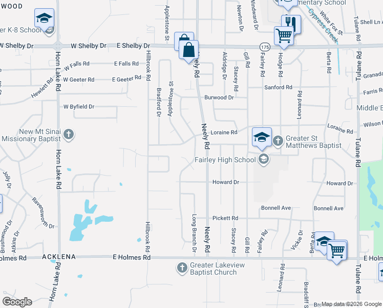 map of restaurants, bars, coffee shops, grocery stores, and more near 202 Leaning Trees Lane in Memphis
