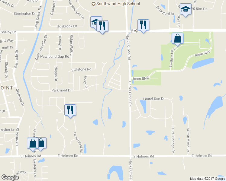 map of restaurants, bars, coffee shops, grocery stores, and more near 7947 Parkmont Drive in Memphis