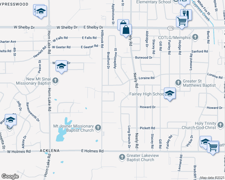 map of restaurants, bars, coffee shops, grocery stores, and more near 4962 Ridge Trail in Memphis