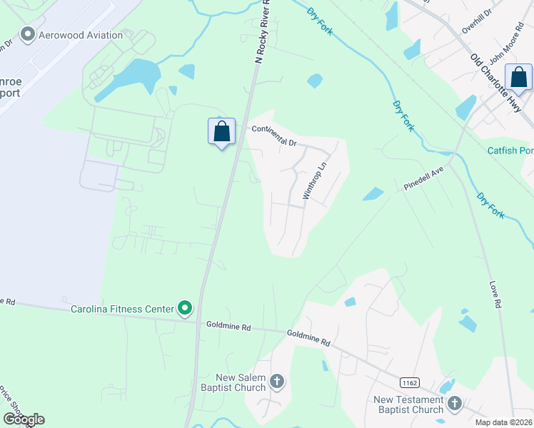 map of restaurants, bars, coffee shops, grocery stores, and more near 1402 Williamsburg Lane in Monroe