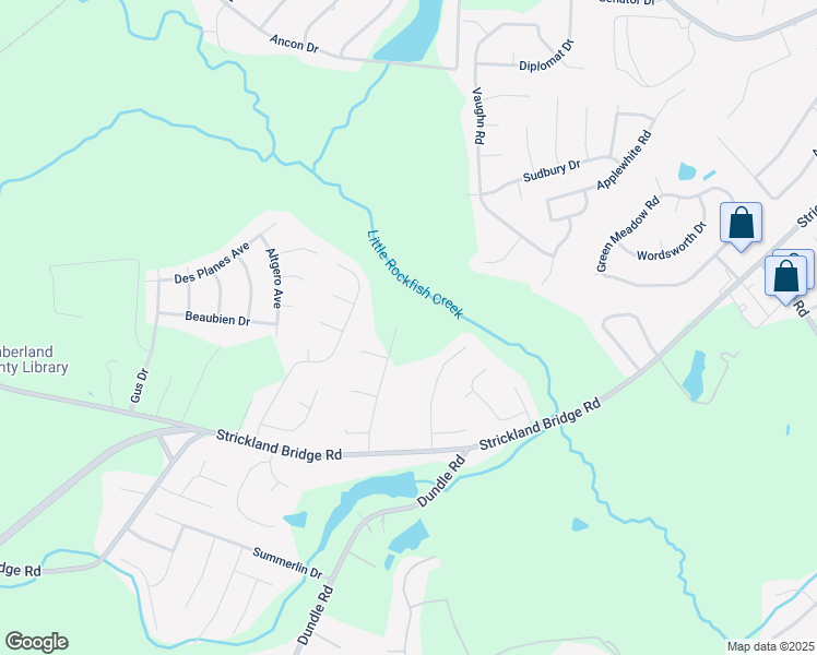 map of restaurants, bars, coffee shops, grocery stores, and more near 2243 Jenna Shane Drive in Fayetteville