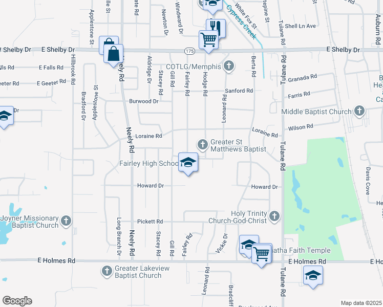 map of restaurants, bars, coffee shops, grocery stores, and more near 4932 Fairley Road in Memphis