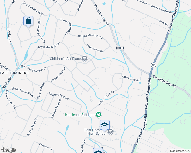 map of restaurants, bars, coffee shops, grocery stores, and more near 712 Morning Shadows Drive in Chattanooga