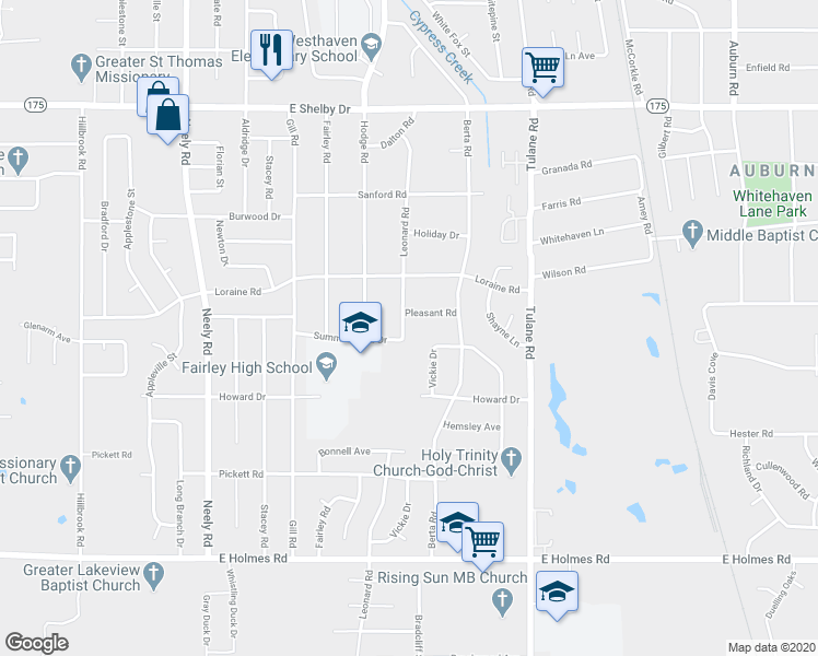map of restaurants, bars, coffee shops, grocery stores, and more near 484 Pleasant Road in Memphis