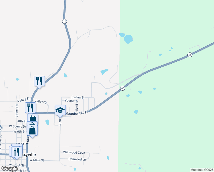 map of restaurants, bars, coffee shops, grocery stores, and more near 816 Mountain Street in Perryville