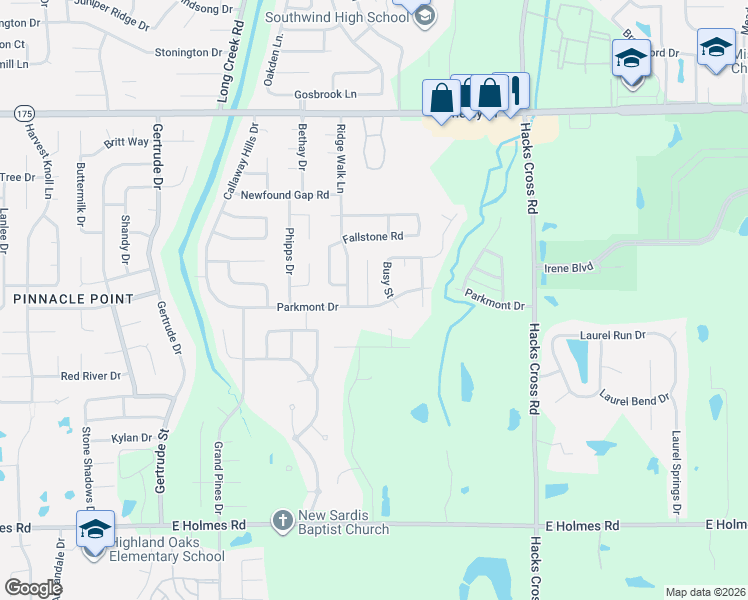 map of restaurants, bars, coffee shops, grocery stores, and more near 4903 Busy Street in Memphis