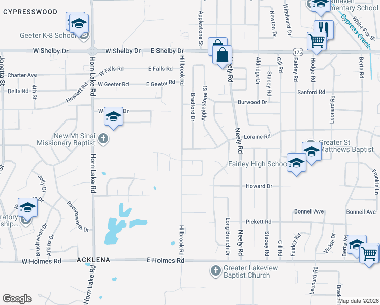map of restaurants, bars, coffee shops, grocery stores, and more near 4905 Bradford Drive in Memphis