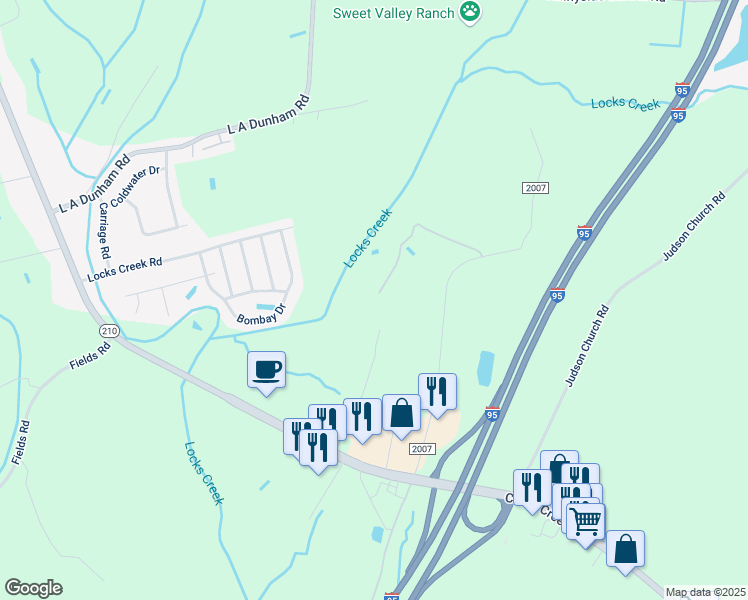 map of restaurants, bars, coffee shops, grocery stores, and more near 2500 Odom Farm Road in Fayetteville