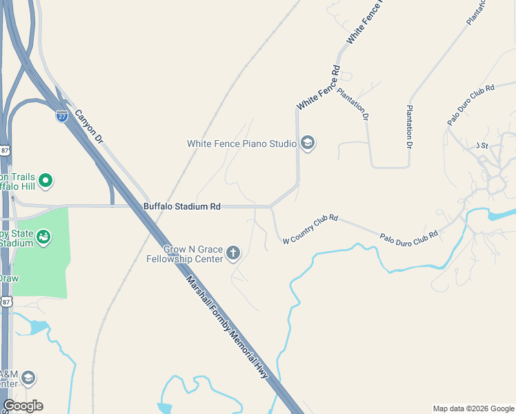 map of restaurants, bars, coffee shops, grocery stores, and more near Buffalo Stadium Road in Canyon