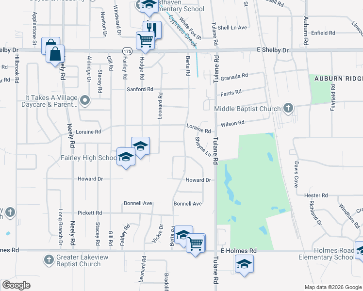 map of restaurants, bars, coffee shops, grocery stores, and more near 516 Pleasant Road in Memphis