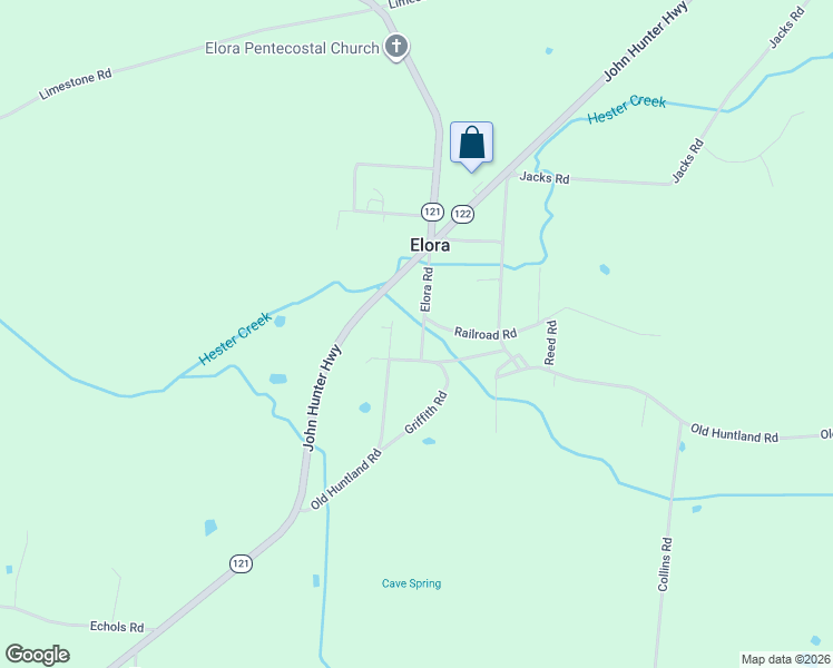 map of restaurants, bars, coffee shops, grocery stores, and more near 9 Layman Road in Elora