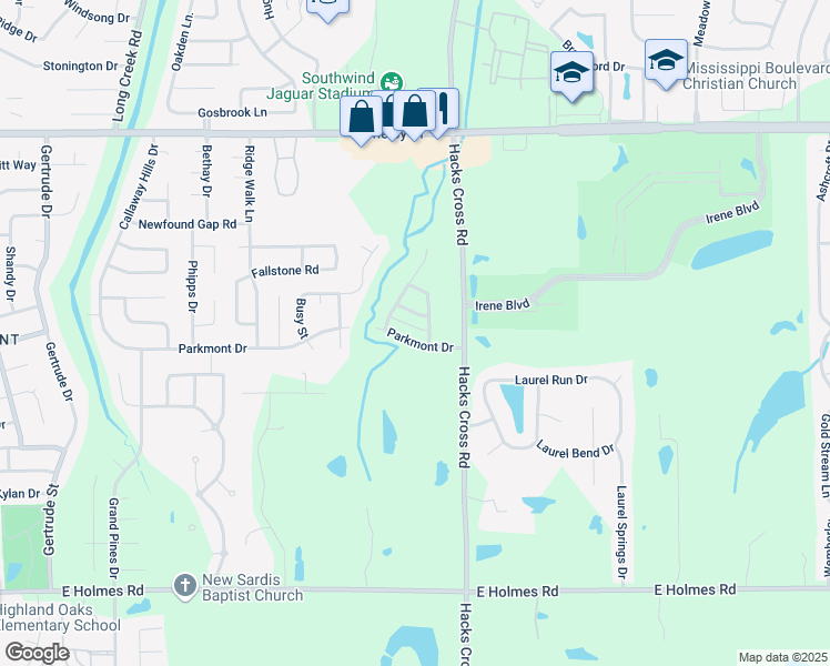 map of restaurants, bars, coffee shops, grocery stores, and more near 7965 River Mist Drive in Memphis