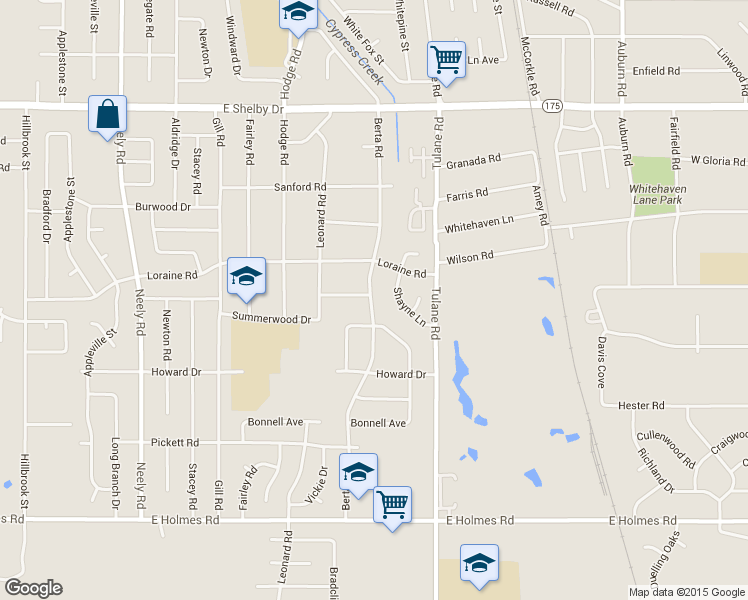 map of restaurants, bars, coffee shops, grocery stores, and more near 5742 Woodbourne Court in Memphis