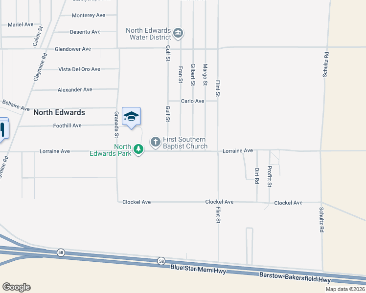 map of restaurants, bars, coffee shops, grocery stores, and more near Fran Street in North Edwards